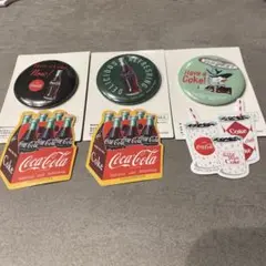 コカコーラ　タイトーくじ　F賞　缶バッジ&ステッカーセット　3点セット