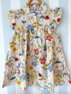 セール中【90】新品　花柄　ワンピース　ノースリーブ　女児