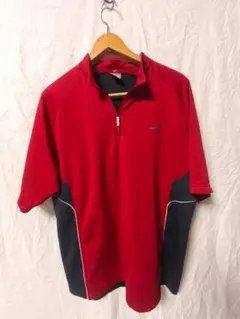 NIKE FIT DRY ハーフジップ Tシャツ 半袖 赤×黒 メンズ XXL