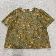 natural di lussa モードラサ　植物柄ブラウス　リネンコットン
