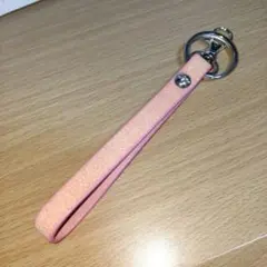 エイ革キーストラップ★本革スティングレー★ピンク レザーキーホルダー美品