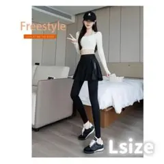 新品 ヨガパンツ トレーニングウェア 黒 L スカート付きスポーツレギンス
