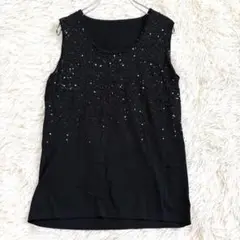 n6524 美品✨スペッチオ スパンコール付きノースリーブカットソー M 綺麗め