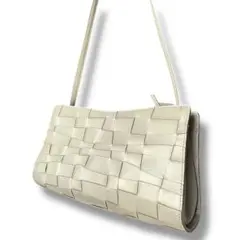 美品✨シビラ　レザー　編み込み　ショルダーバッグ　シャンパンゴールド