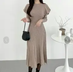 骨格ウェーブ服 フリルロングワンピース