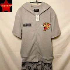 新品タグ【ED HARDY】セットアップ①虎柄 ジップアップパーカー 半袖シャツ