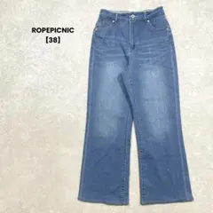 a2307＊ROPEPICNIC ハイウエストワイドデニム　ブルー【38】