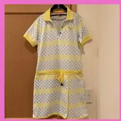 PUMA 黄色ドット柄 ゴルフポロワンピースSサイズ