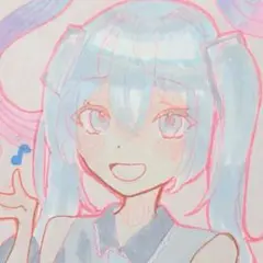 初音ミク 手描きイラスト 色紙イラスト