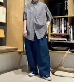 BEAMS BOY リネン　パンツ　ブルー