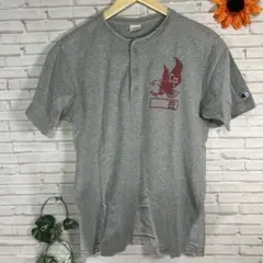 【Champion】グレー ヘンリーネックTシャツ Mサイズ 美品