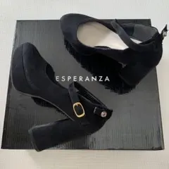 ESPERANZA ブラック ストラップハイヒール