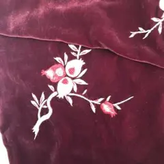 アンティーク着物 アンティークショール ワインレッドのベルベットに柘榴の刺繍