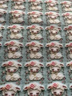 ‪ஐ‬⋆*刺繍ヒツジ2 3Dプリント 生地ダブル幅 約45×145