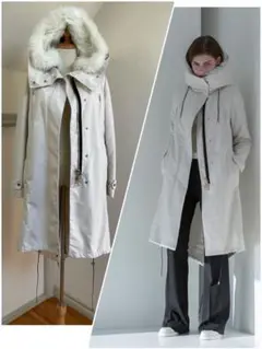 【CINOH】Icegray×White ボアインナー付き MODSコート