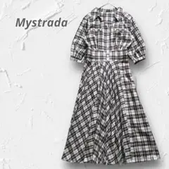 ◻︎4476【マイストラーダ】チェック柄フロントボタン シャツロングワンピース