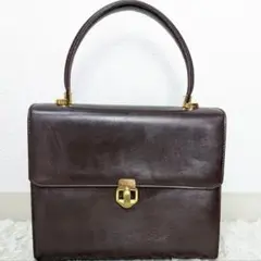 【美品 ベタつきなし】BALLY ハンドバッグ オールレザー ターンロック 黒