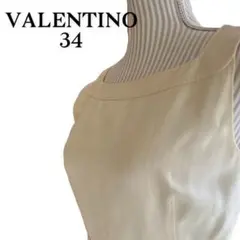 VALENTINOバレンティノ袖なしミモレ丈 オフホワイト ワンピースサイズ34
