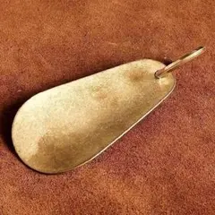 真鍮製 靴べら シューホーン 二重カン付き（ワイド） キーホルダー くつべら