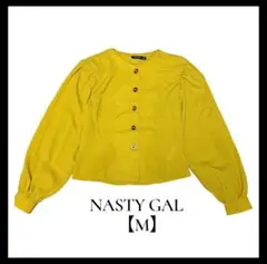 NASTY GAL イエローブラウス パフスリーブ 長袖 ボタンデザイン M