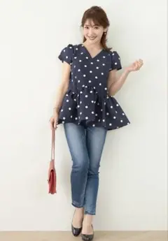 完売品　Liala×pg スカラップ切り替え半袖ブラウスM