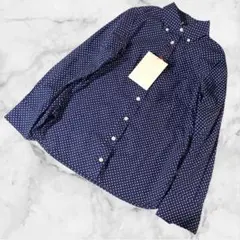 日本製　セコンド　ネイビー　ドット　シャツ