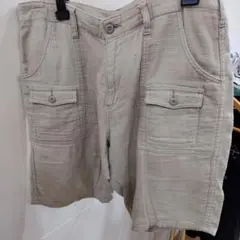 ジーユー ベージュ カーゴショートパンツ 4ポケットL綿100%