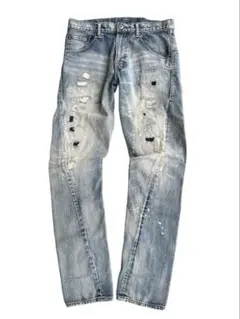 boro faded straight jeans