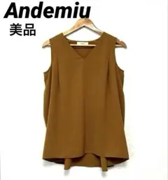 美品【Andemiu】 Vネックノースリーブトップス Free ブラウン