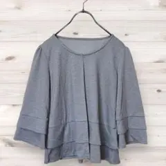 ♡美品 レディース (9)ノーカラー ジャケット グレー 薄手 入学式 入園式