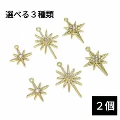 1156) カン付き 星 八芒星 ジルコニア パール チャーム パーツ 2個