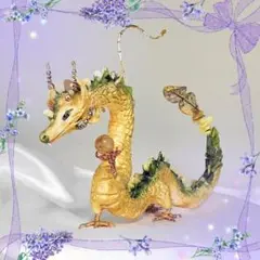 ゴールドルチルクォーツ と金龍 龍の置物　縁起物 オブジェ