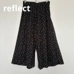 リフレクト ガウチョパンツ スカート風 ミモレ丈 小花 バラ ゴムウエスト