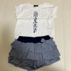 BeBe 刺繍入りTシャツとショートパンツセット