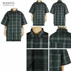 XL新品ブラックチャコールYAGOヤゴオンブレー半袖チェックシャツ
