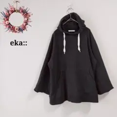 eka:: エーカ◇プルオーバーパーカー フード付き フレア袖 八分丈 F