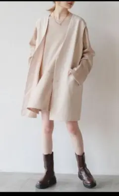 美品***Kastane カスタネゆったりスウェードロングベスト ジレ F