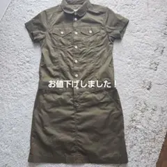 Dickies 半袖シャツワンピース Mサイズ オリーブ