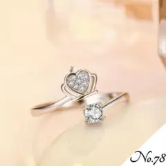 【新品】ハートクラウンリング アクセサリー 指輪 シルバー レディース