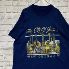 USA製90sヴィンテージTシャツ！シングルステッチ　ブルー半袖古着XL710