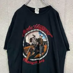 GILDAN バイク　アメリカン　両面プリント　ブラックTシャツ 2XL