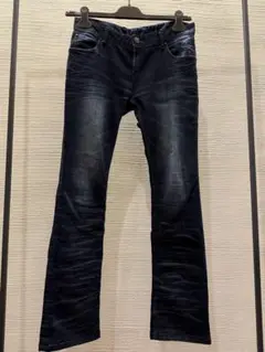 00s japanese label glitter flare denim