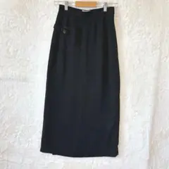 【M】PLUSIV♦タイトスカート ラップスカート ロング丈 夏 日本製 黒