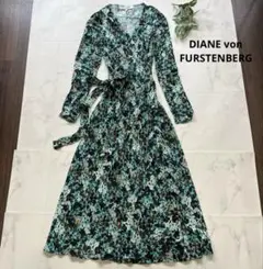 美品　ダイアンフォンファステンバーグ　ラップ巻きマキシ丈ワンピース　花柄　XS