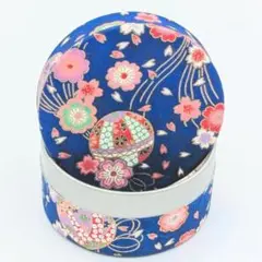友禅和紙柄 空き缶 小物入れ くす玉 和紙貼缶 筒型 プレゼント