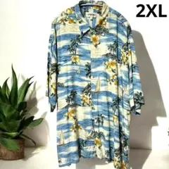 CAMPIA ヴィンテージ アロハシャツ やしの木 海 ヨット柄 2XL