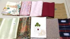 ＜は4＞着物ハギレ10枚まとめ売り　半幅×70cm～