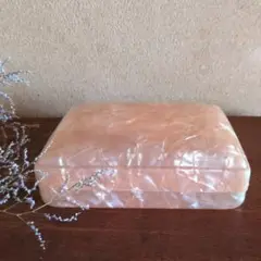 昭和レトロ セルロイド 20×14cm 薄ピンク 裁縫箱 小物入れ アンティーク