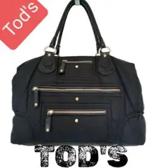 Tod's トッズナイロン　レザー　黒　ゴールド　トートバッグ　ハンドバック