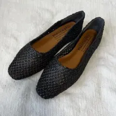 maresophis　黒 編み込みモカシン　パンプス